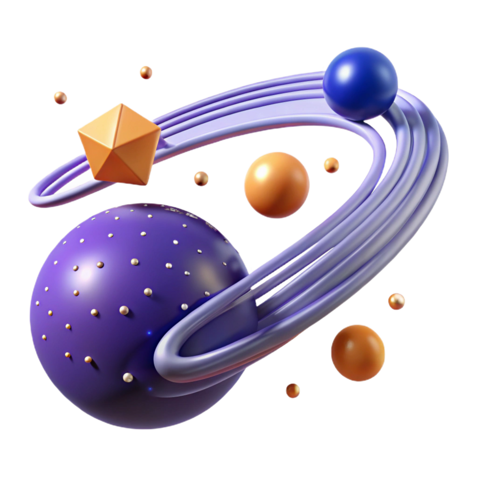 vibrant minimalist Abstract 3D Render Orbiting Spheres and Geometric Shapes genuine png