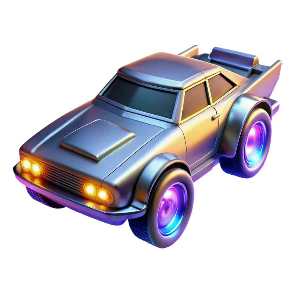 dramatic contemporary Futuristic Custom Car 3D Render of a Sleek, Chrome Vehicle professional png