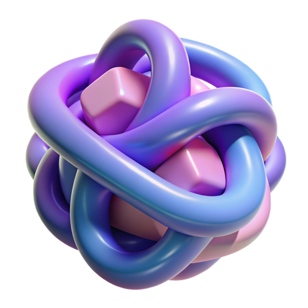 stunning vintage Abstract 3D Render Intertwined Tubes and Cubes 4K png
