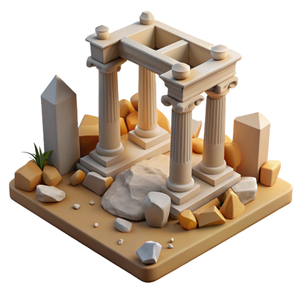 serene traditional Ancient Ruins 3D Render of Classical Architecture professional png
