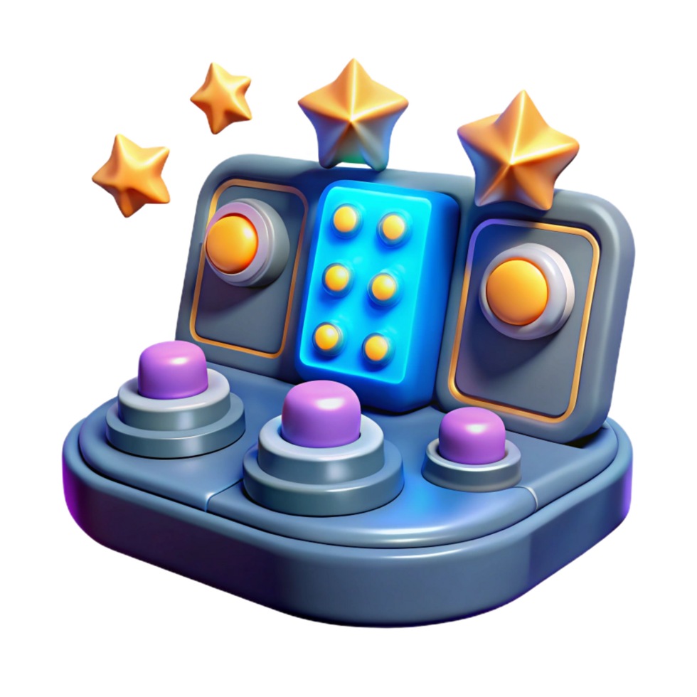 serene minimalist 3D Render Retro Arcade Game Console with Stars high quality png