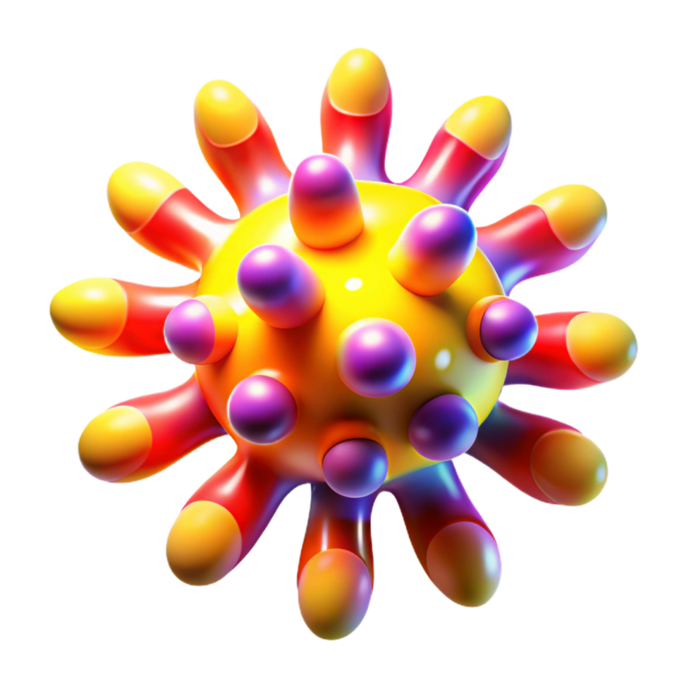 extraordinary abstract Colorful Virus 3D Model Abstract Viral Structure detailed png
