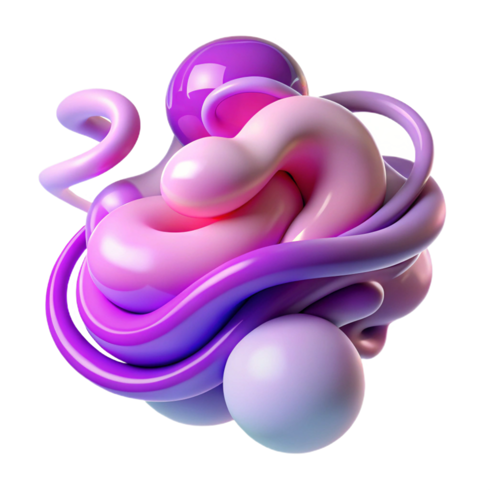 wonderful rustic Abstract 3D Render Pink and Purple Fluid Forms professional png