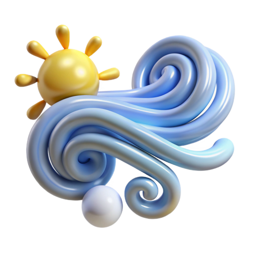wonderful minimalist Whimsical Sun, Wind, and Wave Abstract authentic png