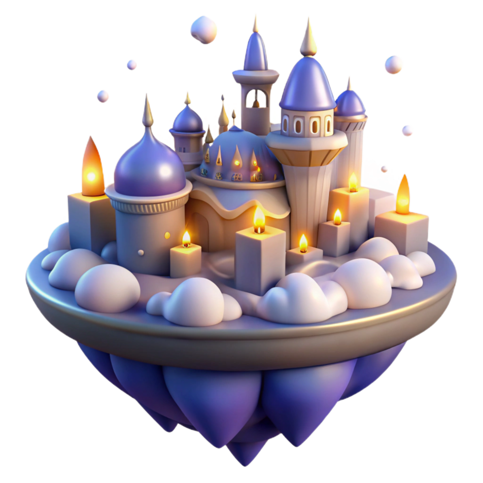 extraordinary vintage Enchanted Floating Castle with Candles detailed png