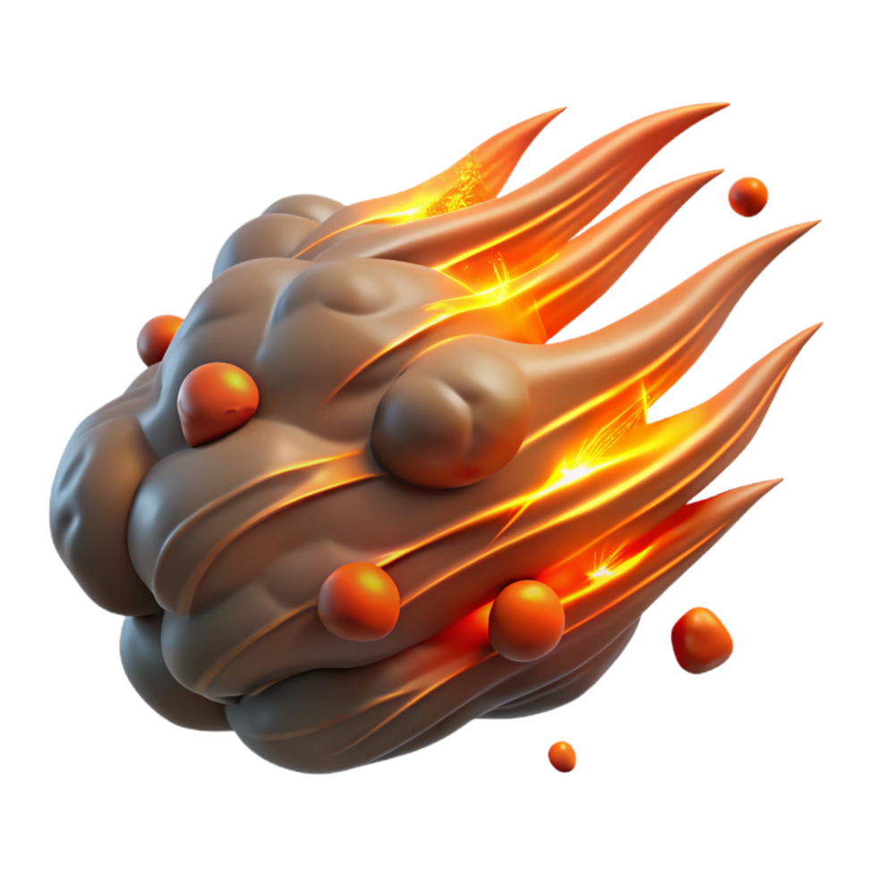 stunning contemporary Fiery Asteroid Impact Simulation 3D Render original png