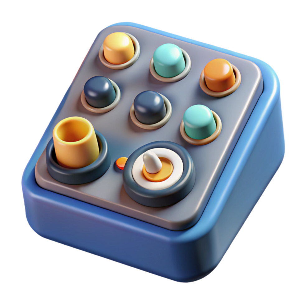 elegant abstract 3D Render of Colorful Control Panel with Buttons and Joystick premium png