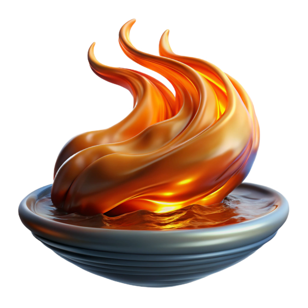 elegant minimalist Abstract Flame in Bowl 3D Render of Liquid Fire authentic png