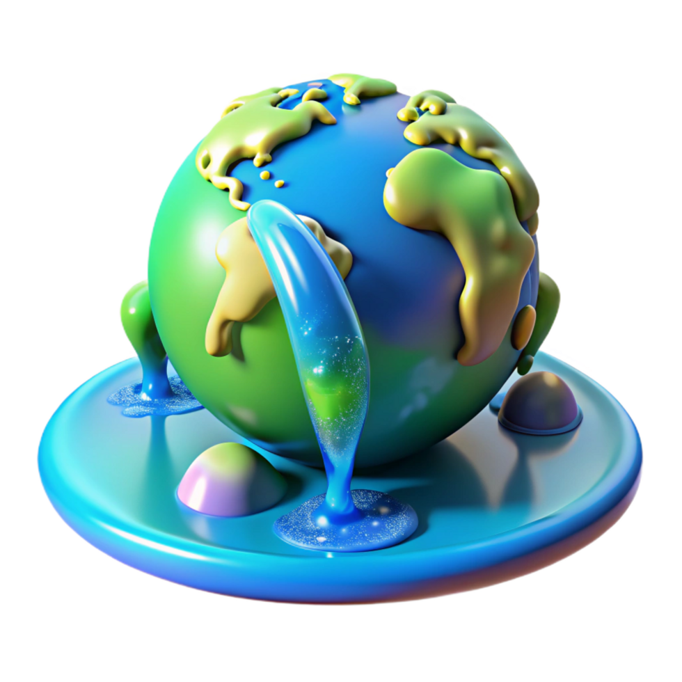 Melting Planet A 3D Visualization of Climate Change png