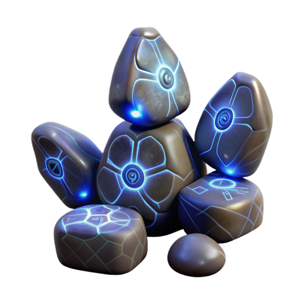 wonderful minimalist Glowing Stone Puzzle Cryptic Symbols Sci-Fi Artifact professional png