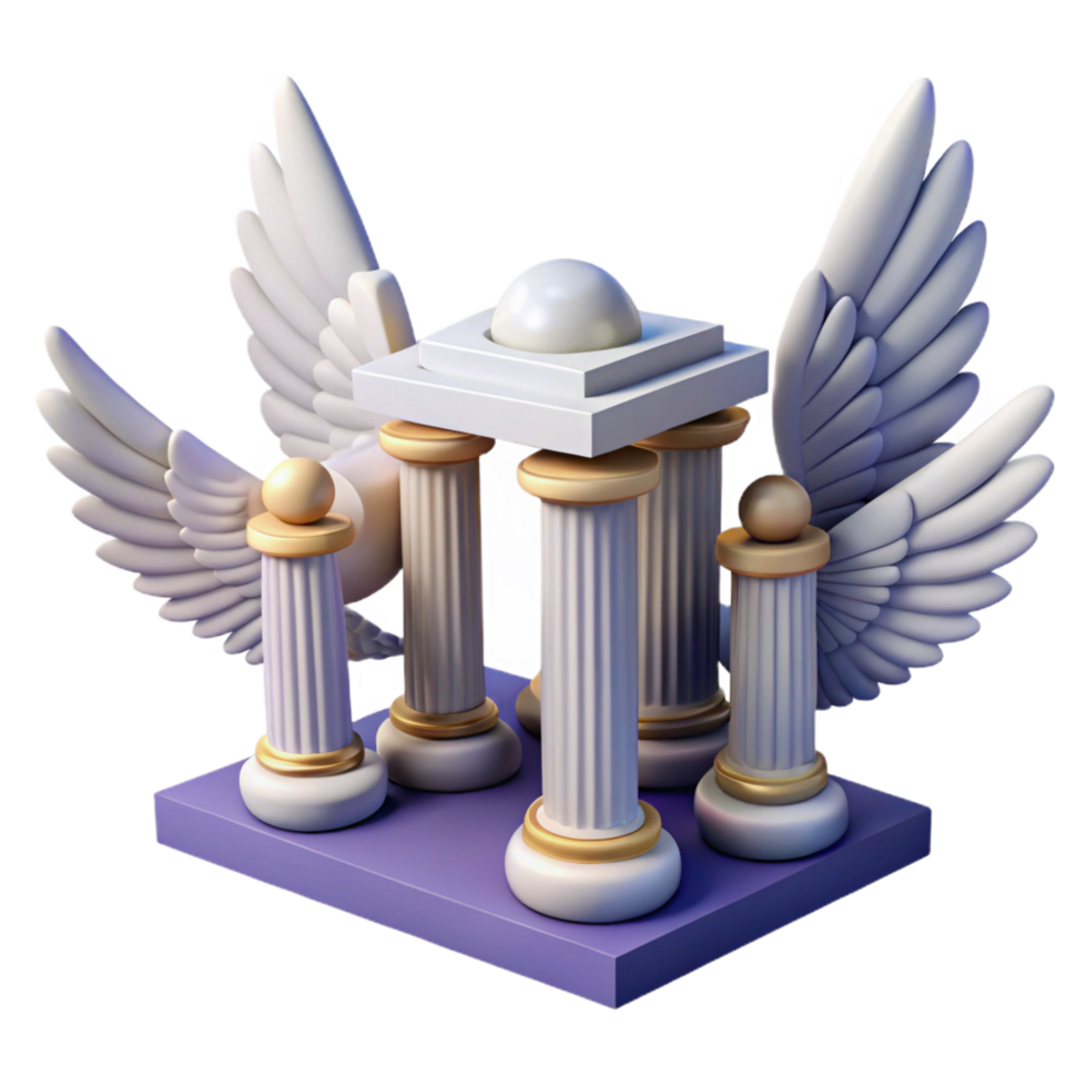 serene contemporary Angelic Columns A 3D Render of Classic Architecture with Wings high quality png