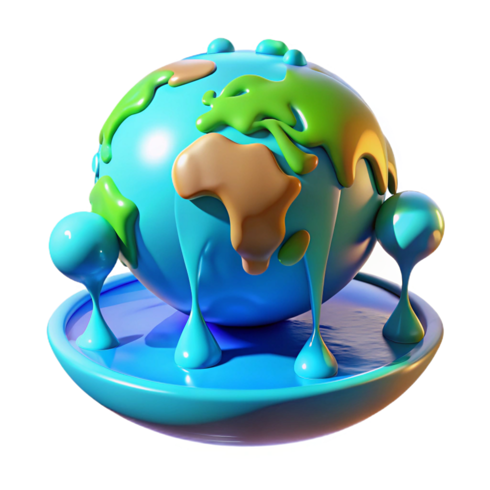 dramatic classic Melting Planet A 3D Rendering of Environmental Crisis detailed png