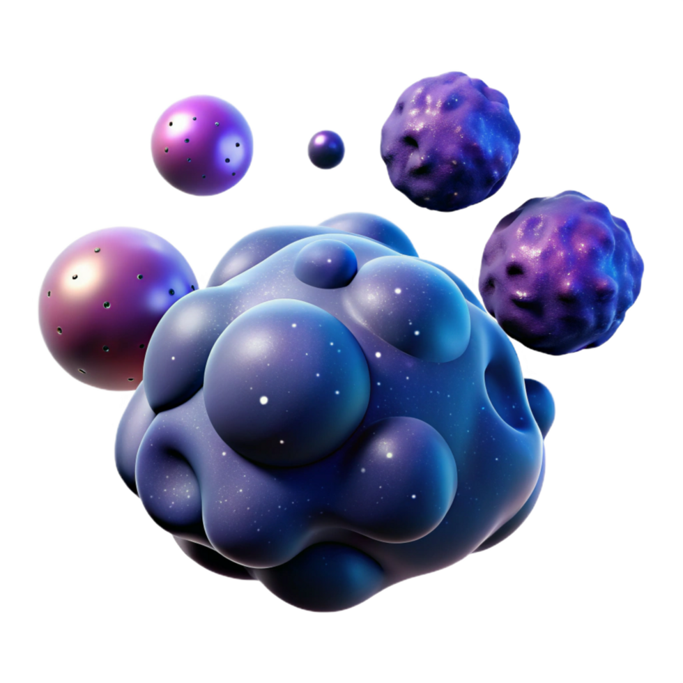 impressive rustic Cosmic Cluster 3D Render of Abstract Space Bubbles high resolution png