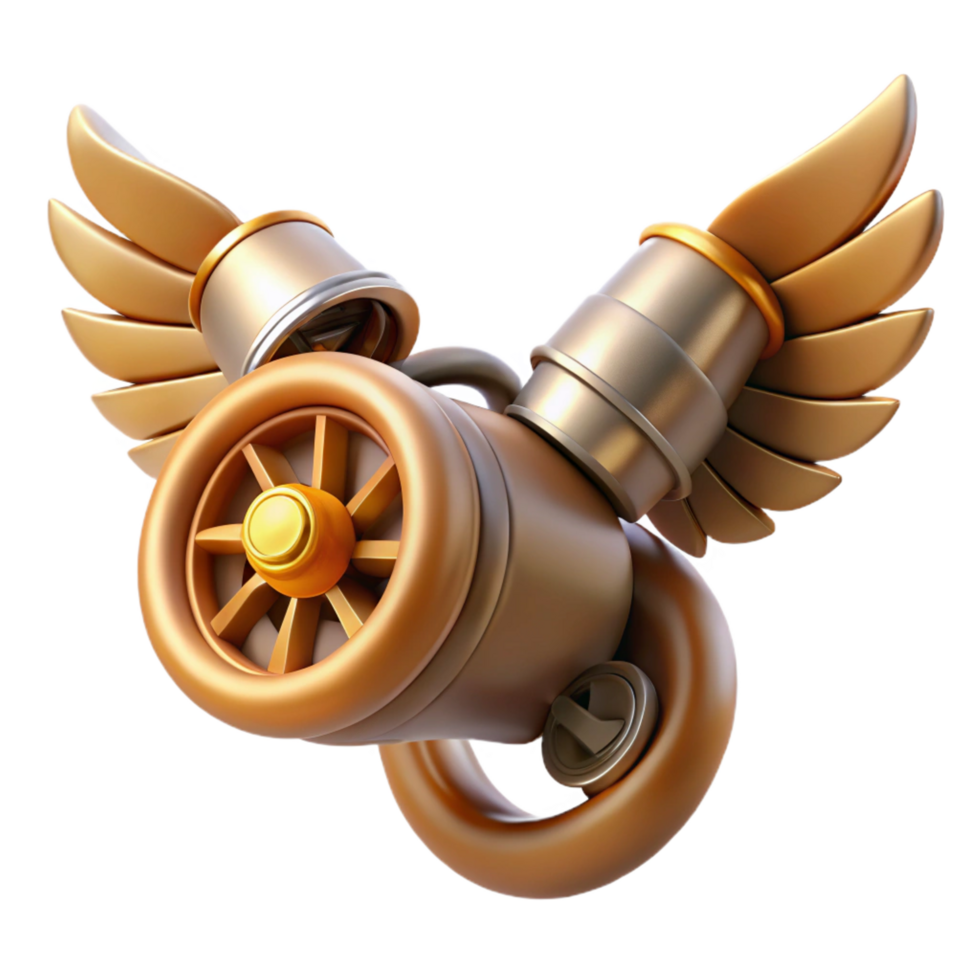 beautiful modern Flying Engine Mechanical Wings, Turbine Power original png