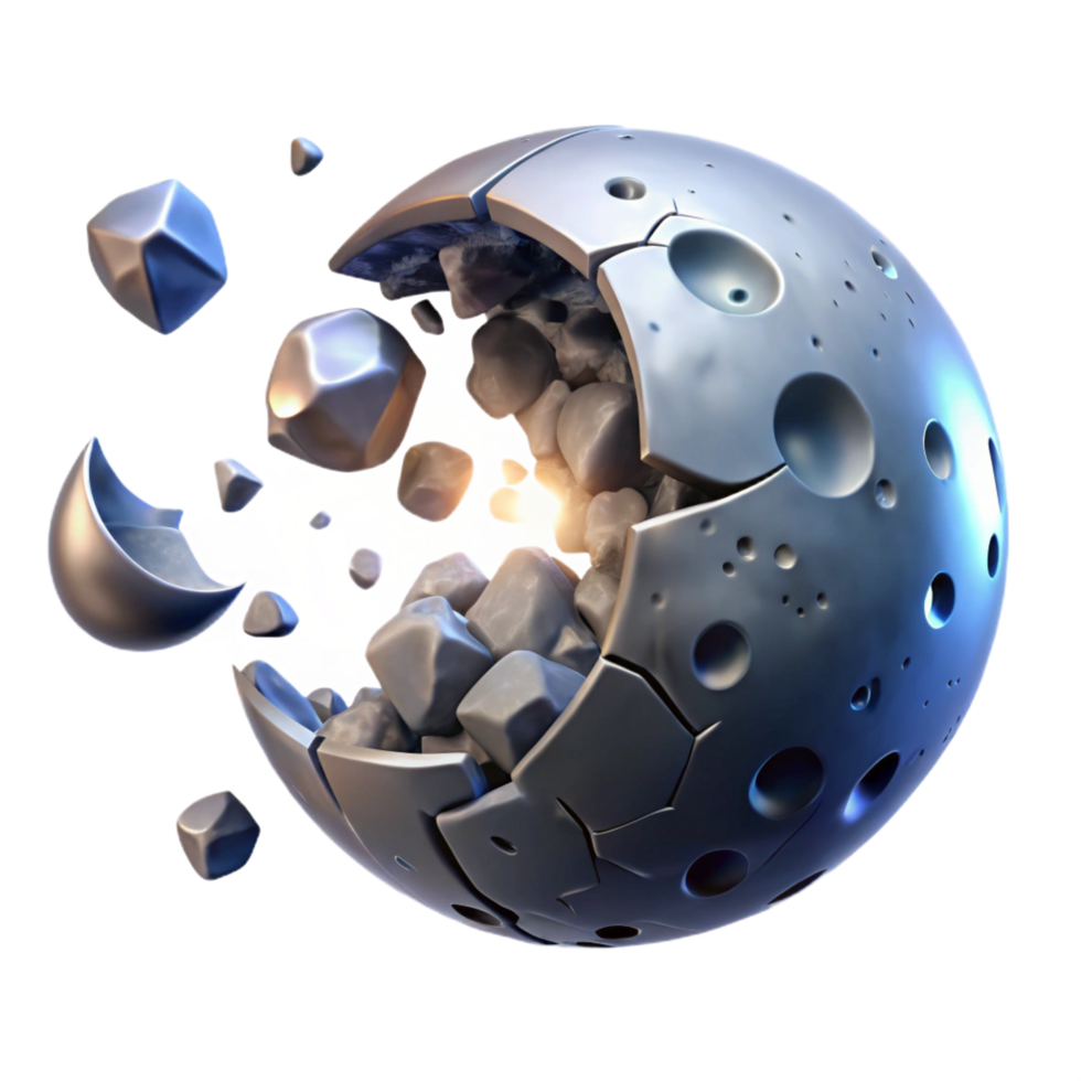 wonderful rustic Shattered Sphere Fragments of a Celestial Body high resolution png