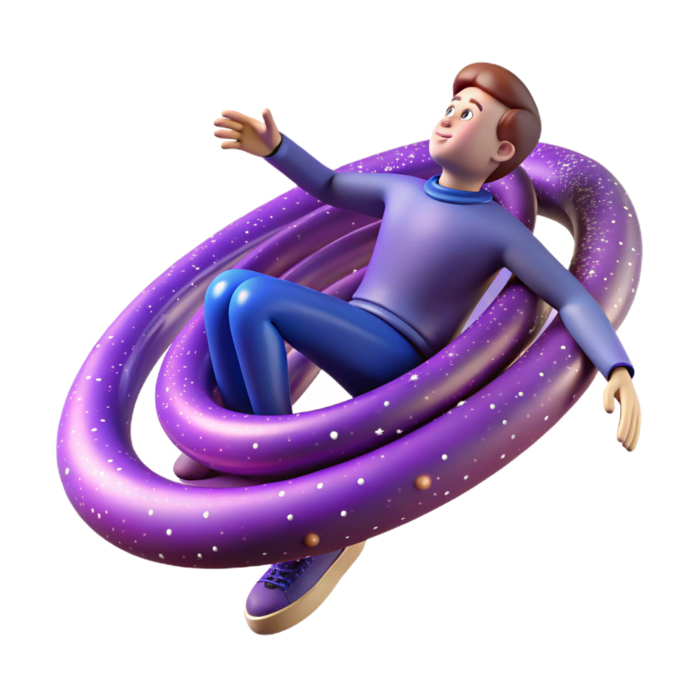 elegant classic Cosmic Journey 3D Render of Person in Galaxy 4K png