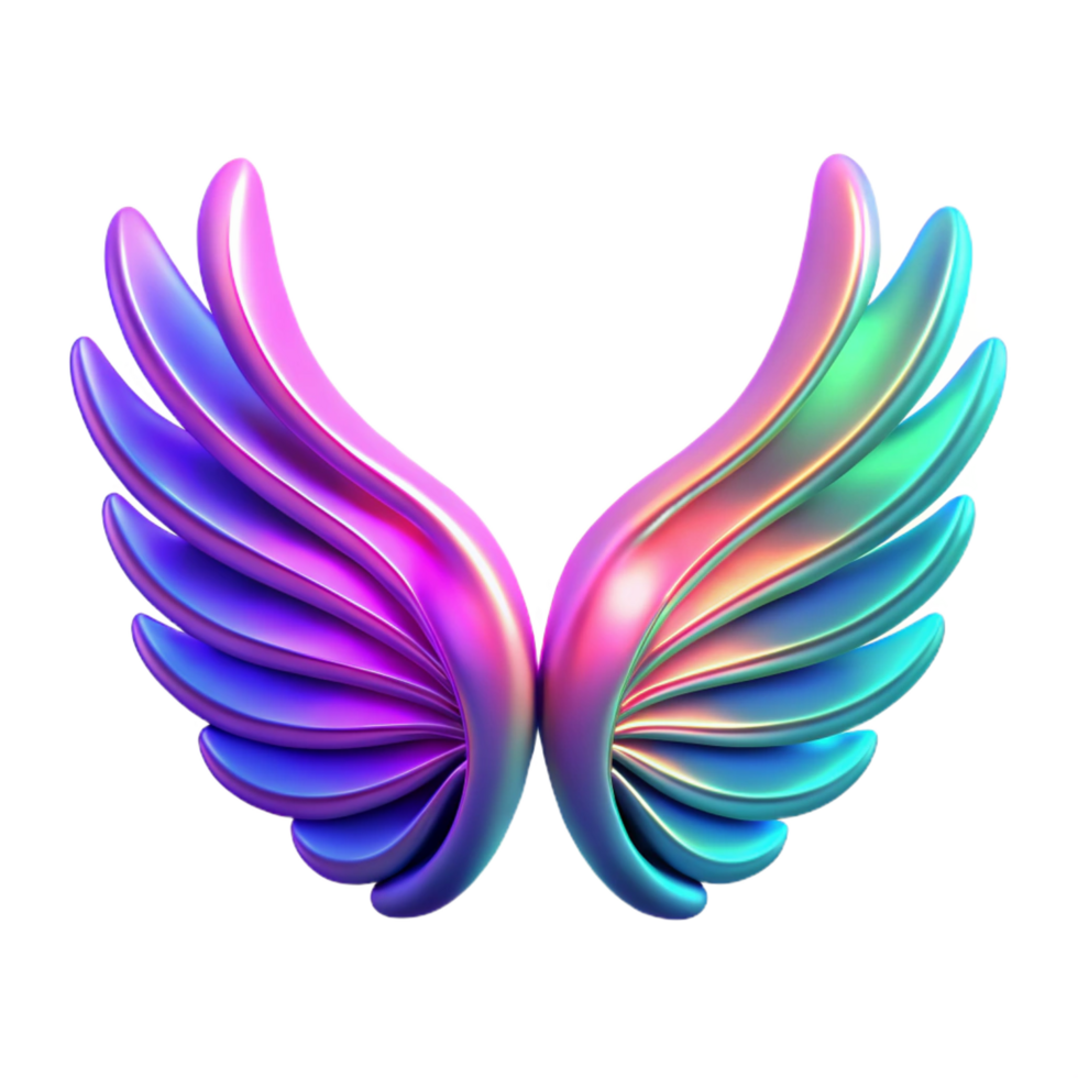 dramatic abstract Iridescent Wings Abstract 3D Render detailed png