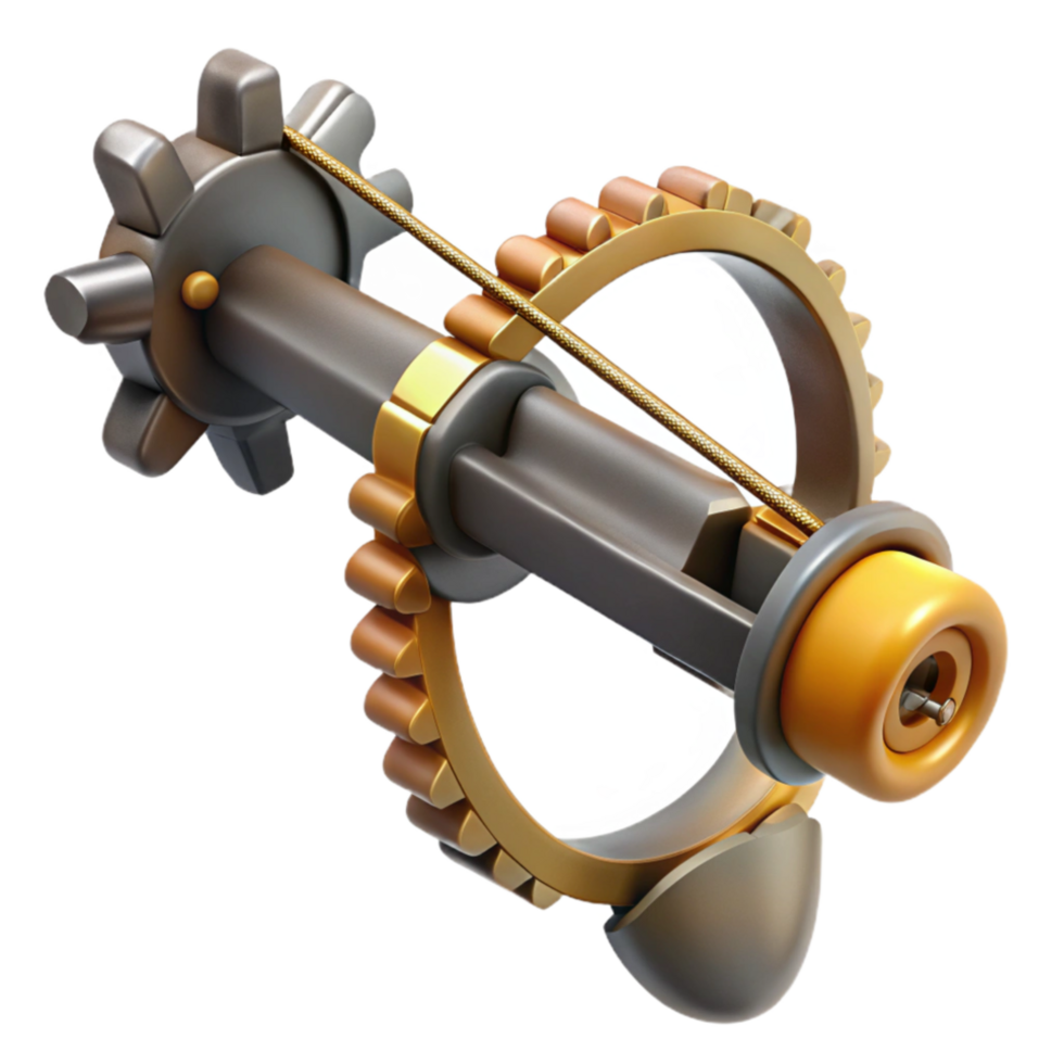 elegant abstract Steampunk Gear Mechanism 3D Render of Intricate Clockwork 4K png