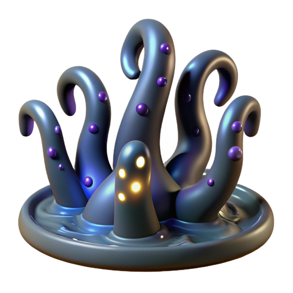 beautiful abstract Glowing Deep Sea Creature with Multiple Tentacles 4K png