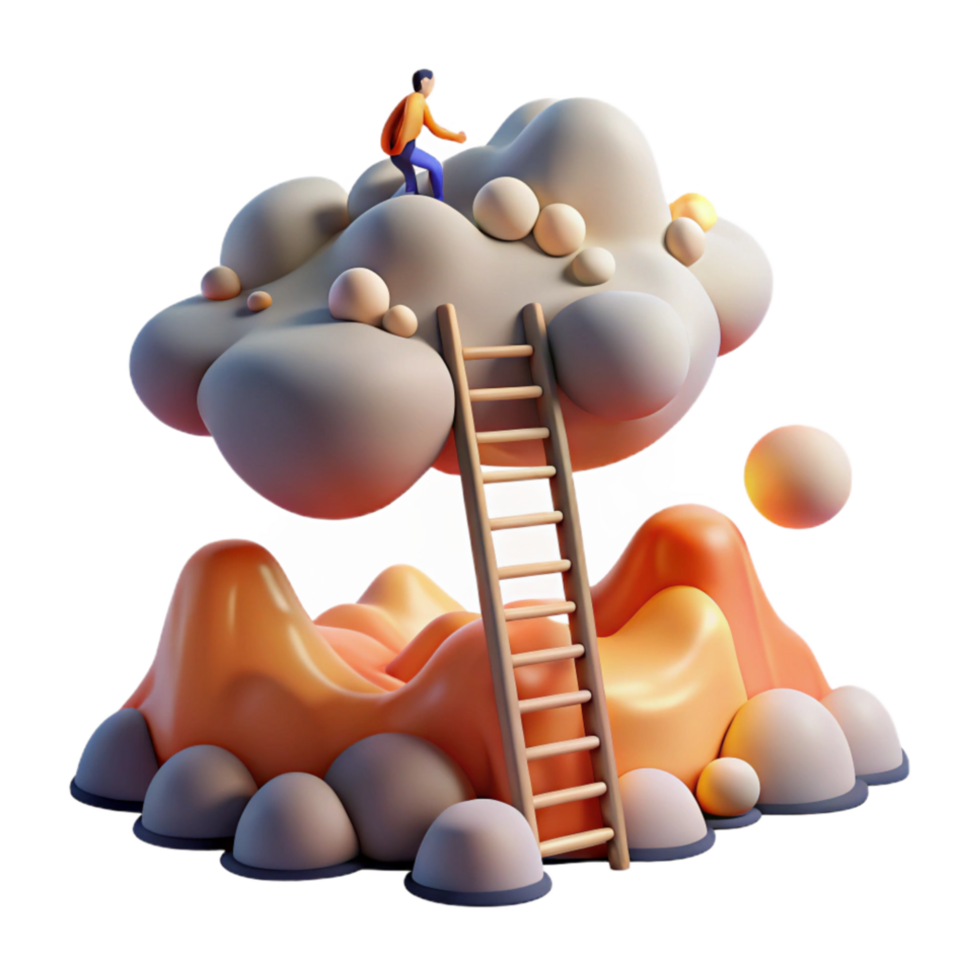 stunning traditional Climbing the Ladder to the Clouds A Journey of Achievement detailed png