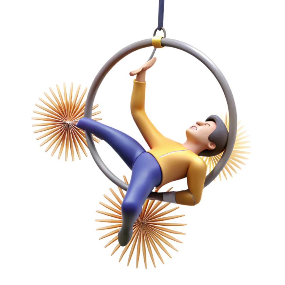 serene minimalist Aerial Hoop Artist Performing Dynamic Pose high resolution png
