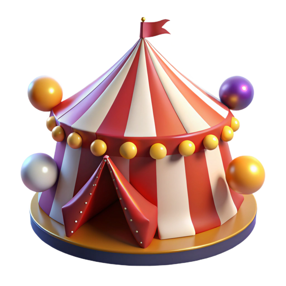 elegant vintage Circus Tent 3D Render Festive Funfair Illustration authentic png