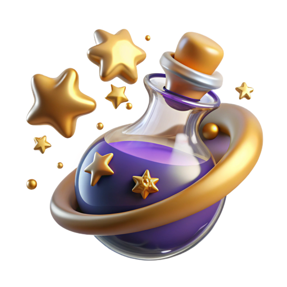 elegant creative Cosmic Potion A Stellar 3D Render high resolution png
