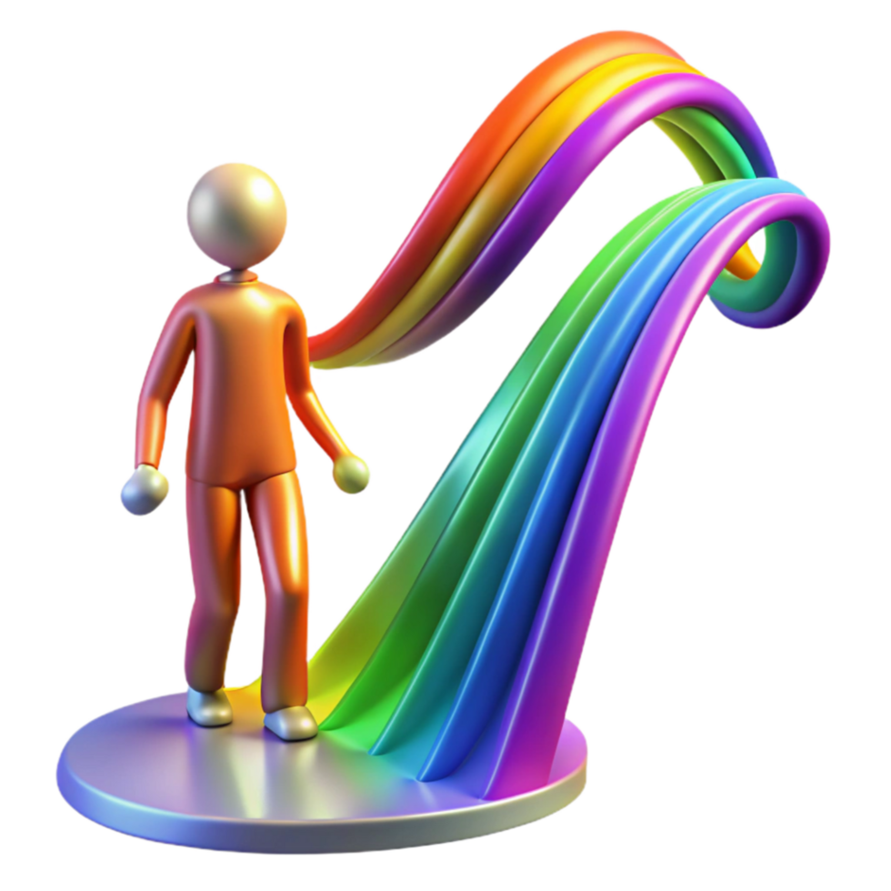 dramatic creative Rainbow Journey 3D Figurine with Colorful Arc 4K png