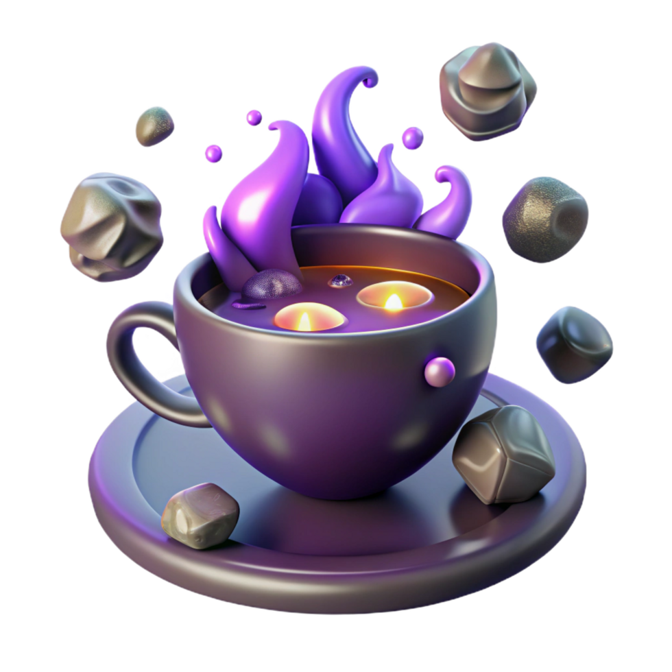 impressive artistic Magical Drink Purple Potion with Candles genuine png