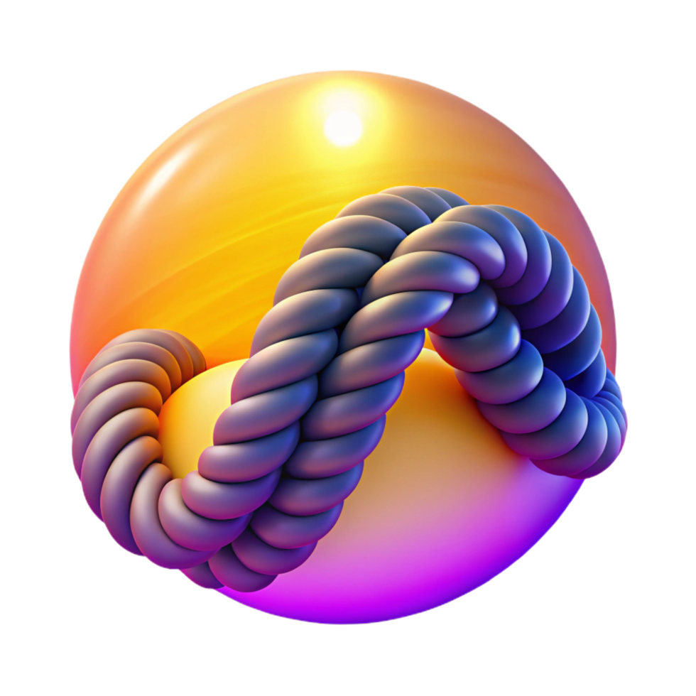 beautiful traditional Abstract 3D Render Intertwined Rope and Gradient Sphere authentic png