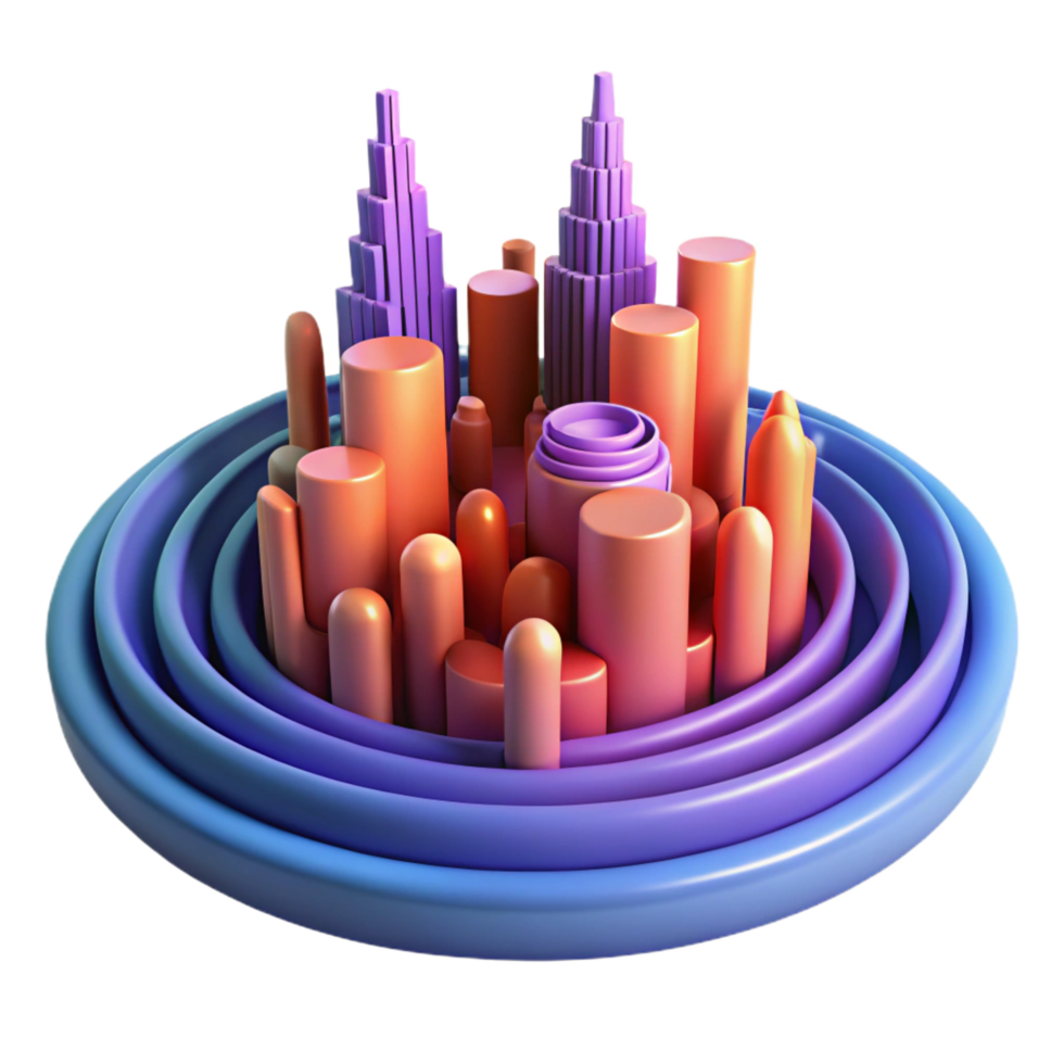 impressive abstract Abstract 3D Cityscape Cylinders, Concentric Circles, and Urban Design professional png