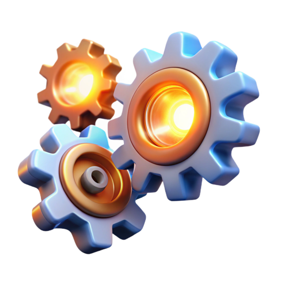 serene vintage Interlocking Gears System Optimization and Efficiency detailed png