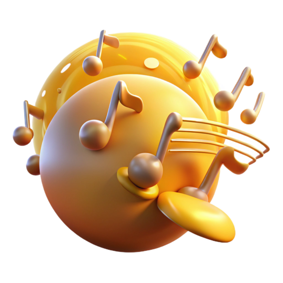 serene rustic Abstract Music Sphere 3D Render of Musical Notes original png