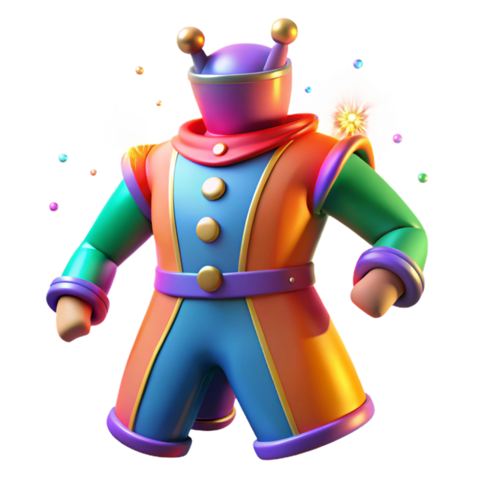 dramatic classic Colorful 3D Festive Robot with Fireworks authentic png