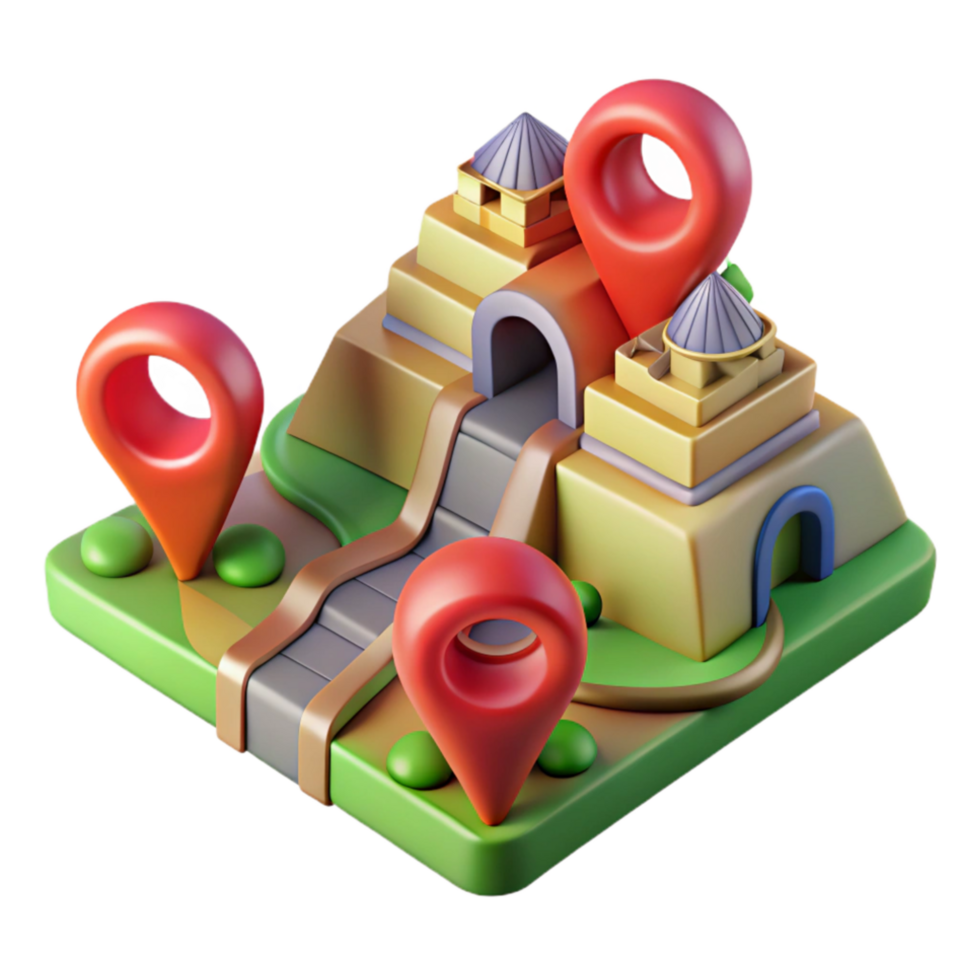 magnificent traditional 3D Map Icons Location Pin Markers on Castle Illustration exclusive png