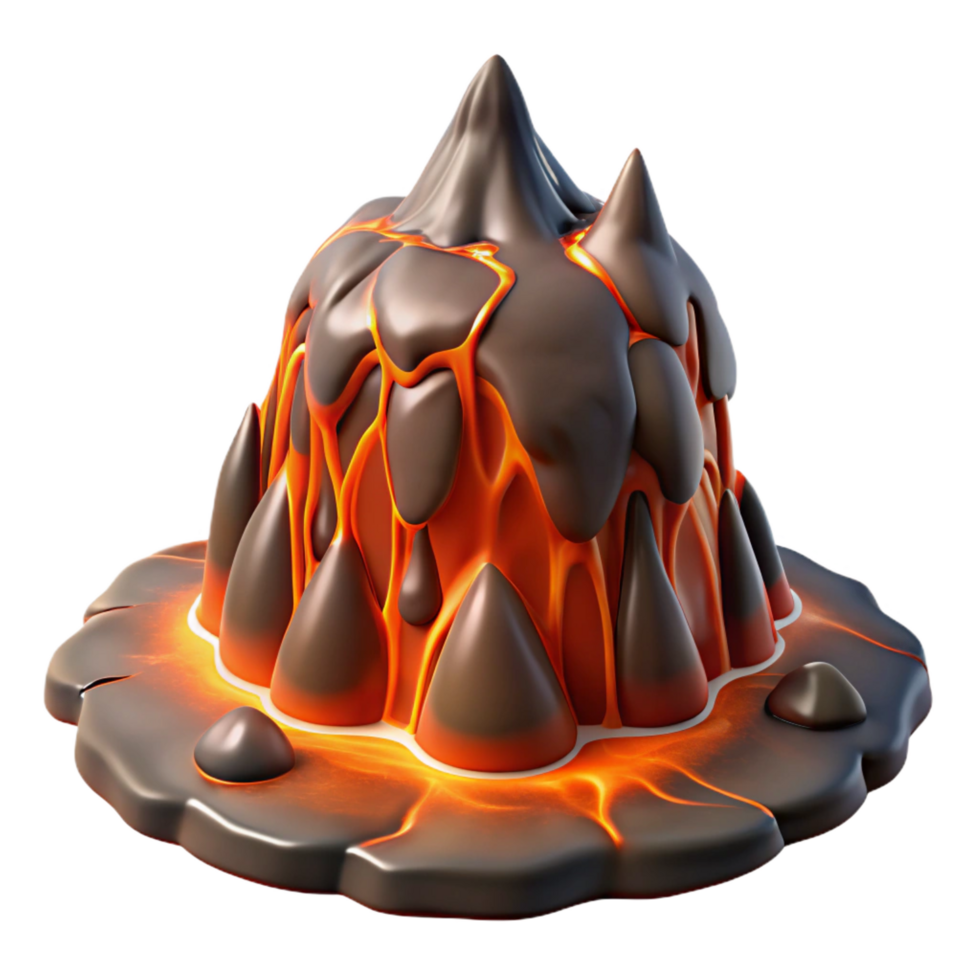vibrant abstract Stylized Lava Volcano 3D Model detailed png