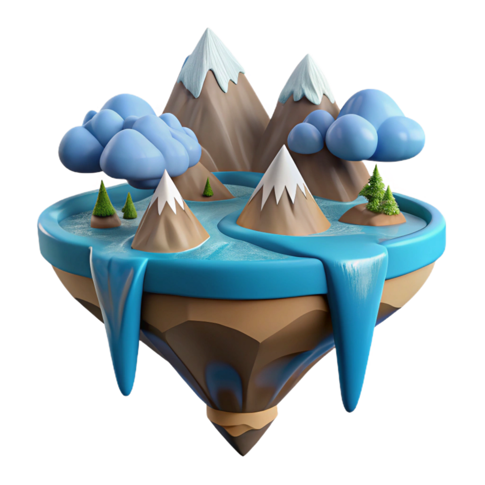 wonderful contemporary Floating Island 3D Render of Fantasy Landscape exclusive png