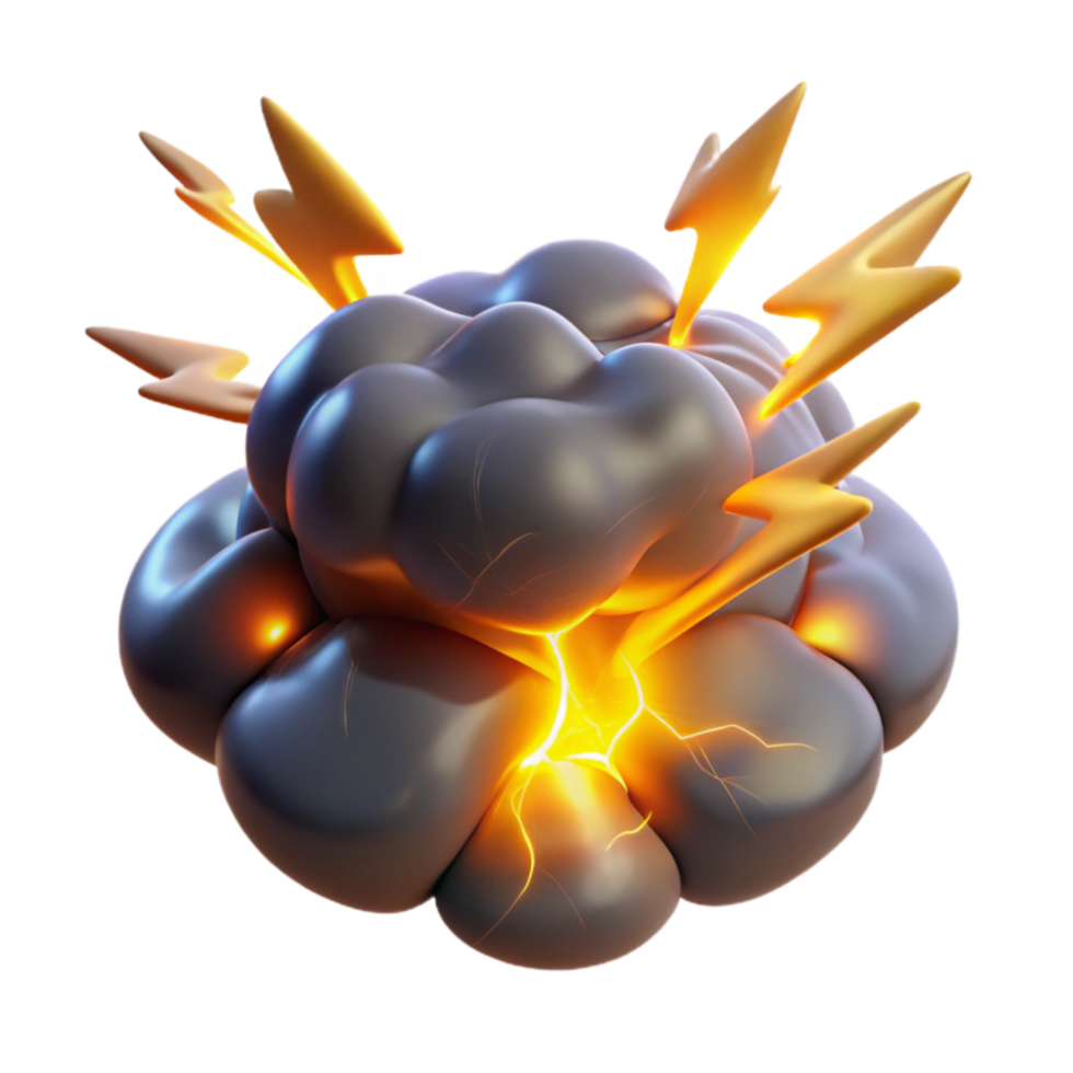 extraordinary creative 3D Render of Exploding Cloud with Lightning professional png