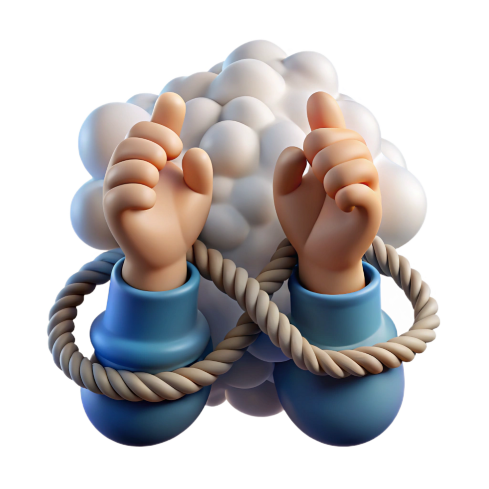 impressive traditional Bound by the Cloud A 3D Render of Hands Tied original png