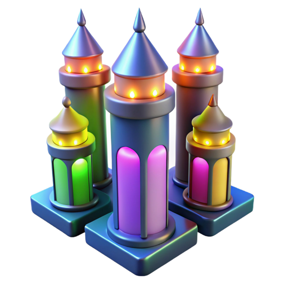 beautiful rustic Luminous Towers Festive 3D Render of Illuminated Structures high quality png