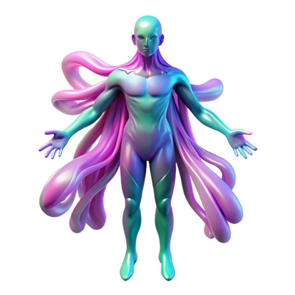elegant rustic Abstract Figure with Flowing, Iridescent Hair exclusive png