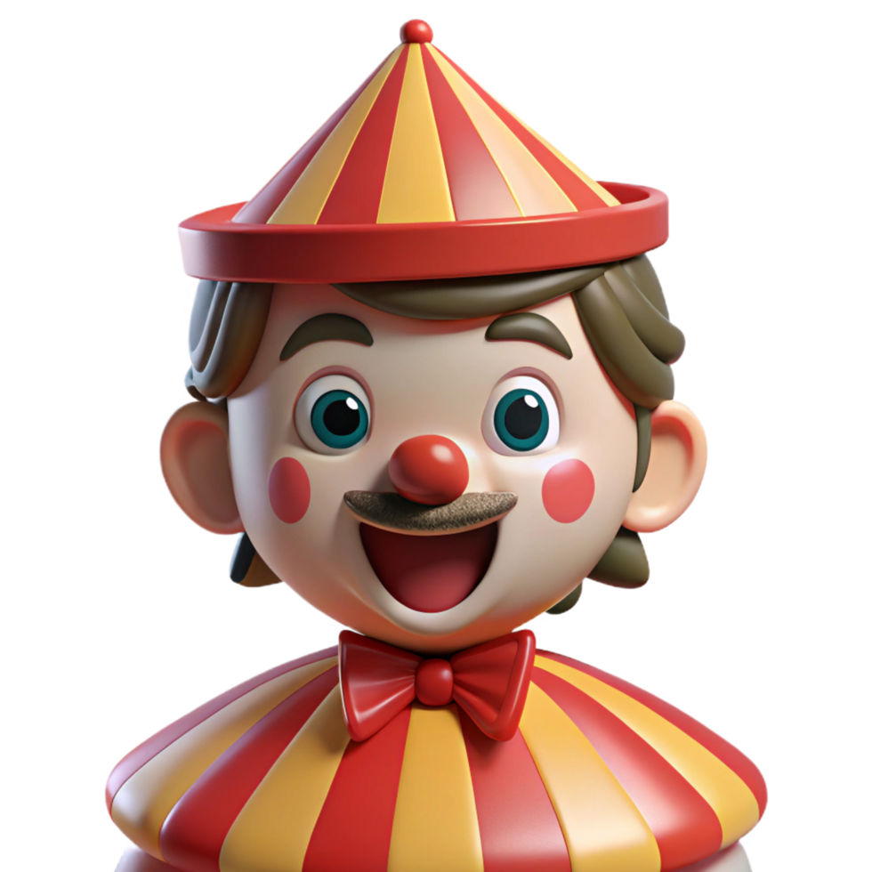 elegant contemporary Cheerful 3D Cartoon Clown Illustration high quality png