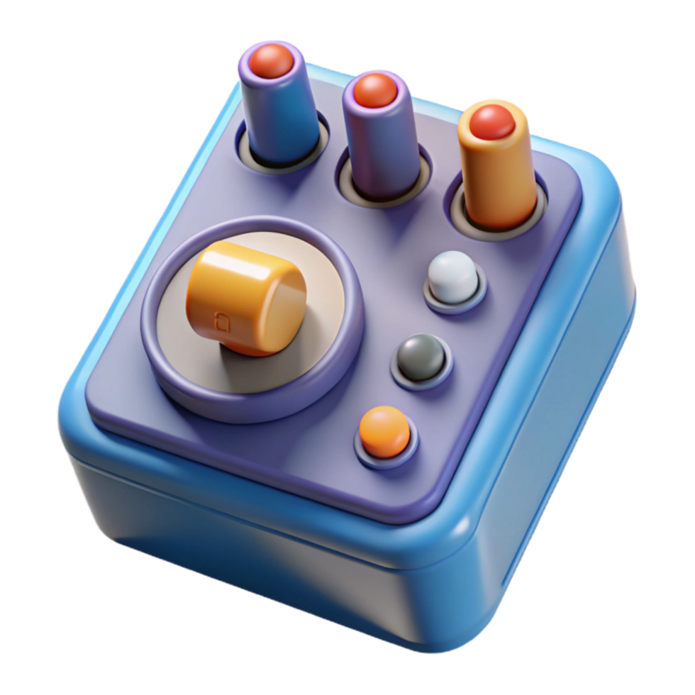 dramatic rustic 3D Render of Retro Control Panel with Joystick and Buttons detailed png