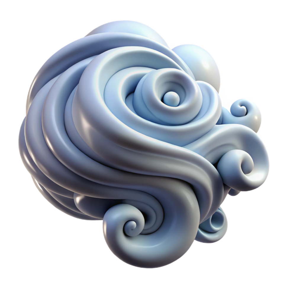dramatic modern Abstract Swirling 3D Render Blue Cloud Formation premium png