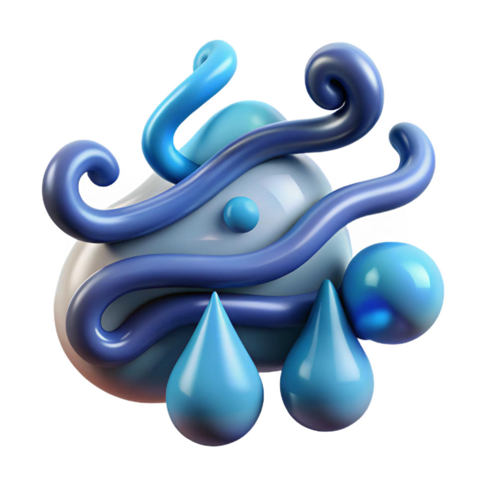 elegant modern Abstract Water Droplets and Swirls 3D Render high quality png