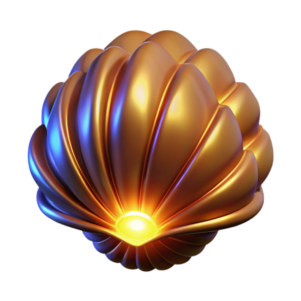 impressive modern Golden Shell Abstract 3D Render of a Luminous Orb authentic png