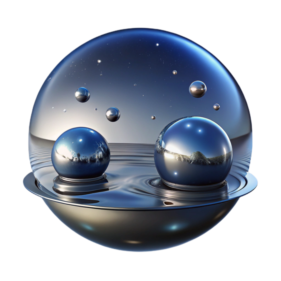 serene abstract Sphere Reflection Tranquil Waters, Celestial Spheres genuine png