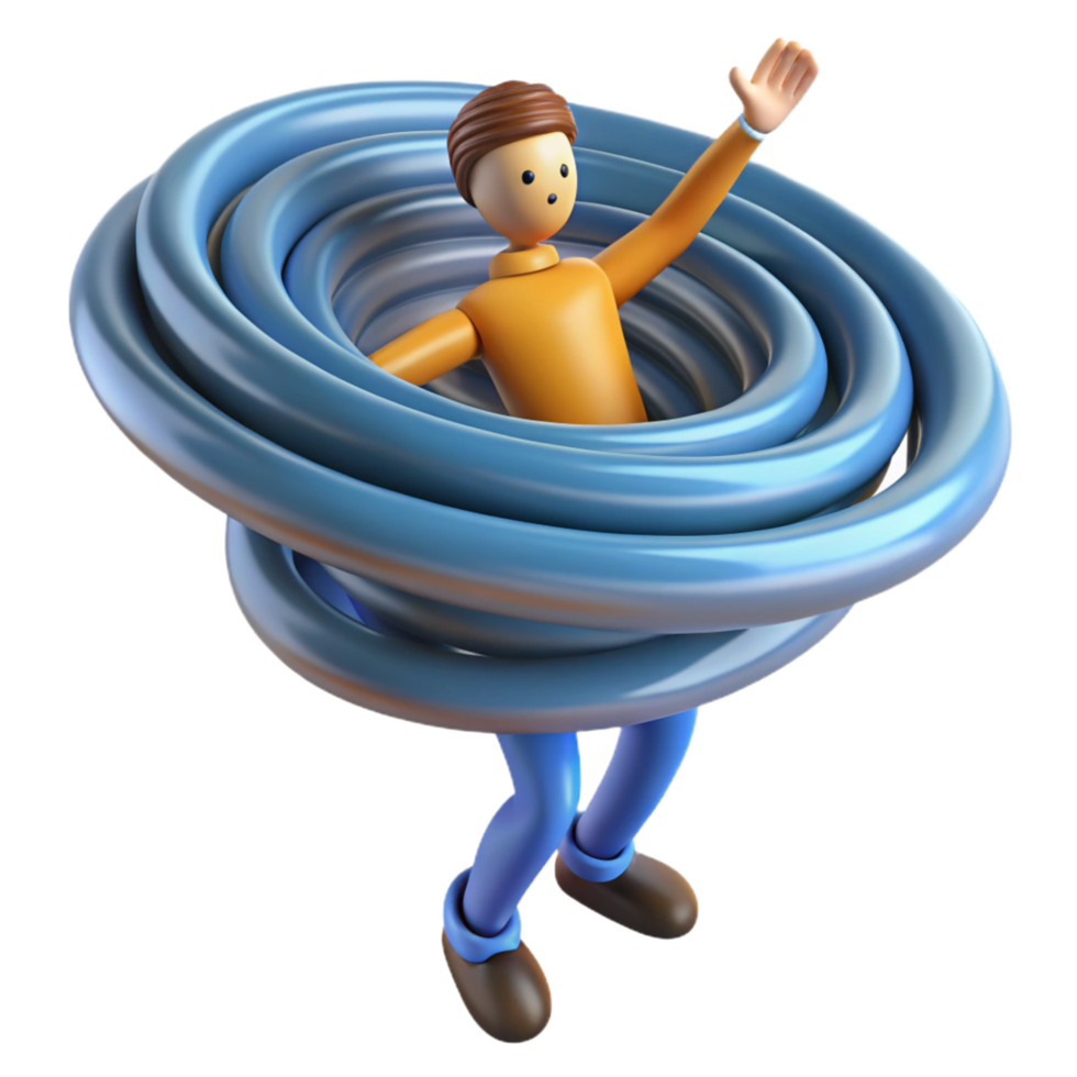 impressive minimalist 3D Render of Person Trapped in a Vortex professional png
