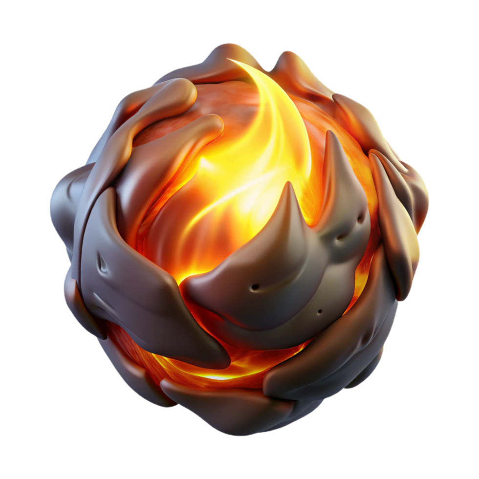 serene minimalist Abstract 3D Render Glowing Orb, Fire, Organic Forms high resolution png