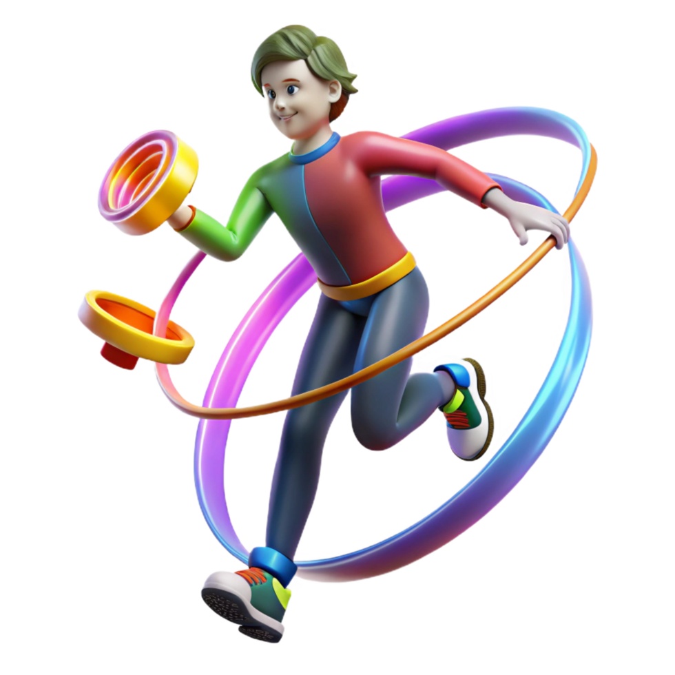 magnificent traditional Active Child 3D Model Colorful Fun Run 4K png